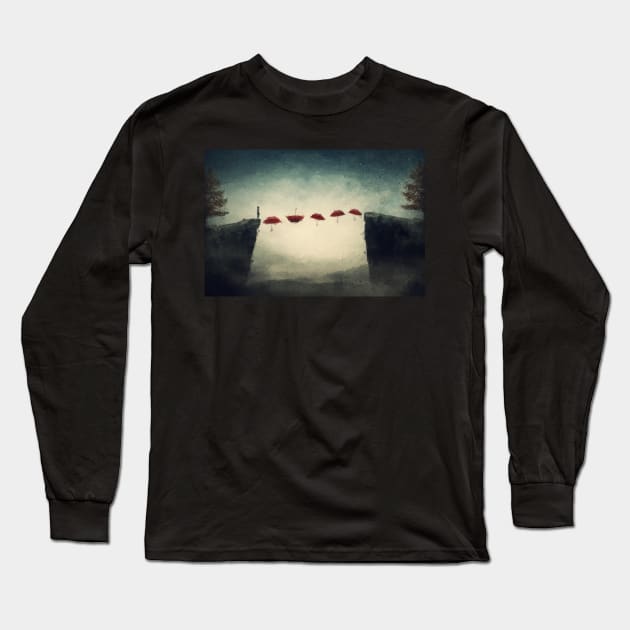 flying umbrellas pathway Long Sleeve T-Shirt by psychoshadow